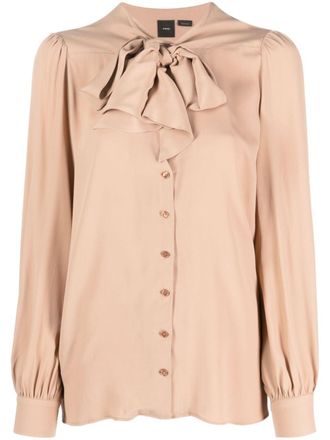 Pinko Blouse met strikkraag - Beige