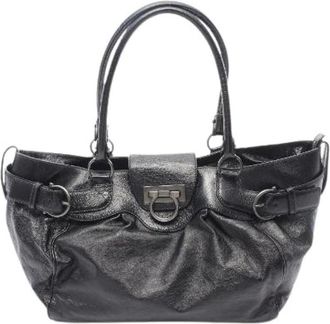 Ferragamo Pre-owned Gancini Schoudertas - Dames - Vintage Handtas - Zwart - ONE Size - Leer - Vintage