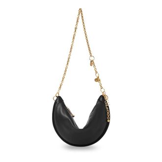 Chloé Shoulder Bags, female, Black, Size: ONE SIZE Black Leather Shoulder Bag with Logo Charms