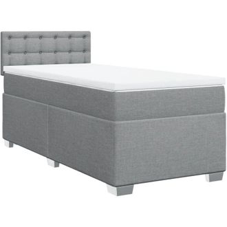 vidaXL Vidaxl - Cama Box Spring Con Colch&oacute;n Tela Gris Claro 90x190 Cm