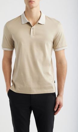 BOSS Phillipson Tipped Cotton Polo in Open Beige at Nordstrom, Size Xx-Large