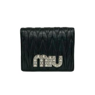 Miu Miu Pre-owned Matelasse Leder Portemonnee - Dames - Vintage Accessoires - Zwart - ONE Size - Leer - Vintage