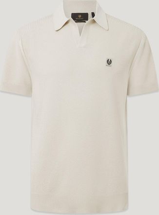 Belstaff Coast Knitted Polo Mens Cotton Silk Pique Silver Birch Size 2XL