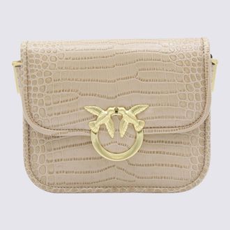 Pinko Beige Leather Crossbody Bag