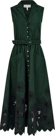 Saloni Abito midi con bordo a smerlo - Verde