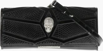 Philipp Plein Patent Leather Clutch with Snakeskin Details Philipp Plein