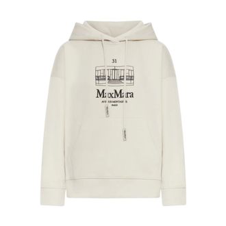 Max Mara Hoodies, female, Beige, Size: S Technical Cotton Jersey Sweatshirt