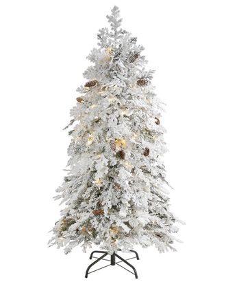 Nearly Natural 5Ft. Flocked Montana Down Swept Spruce Artificial Christmas Tree