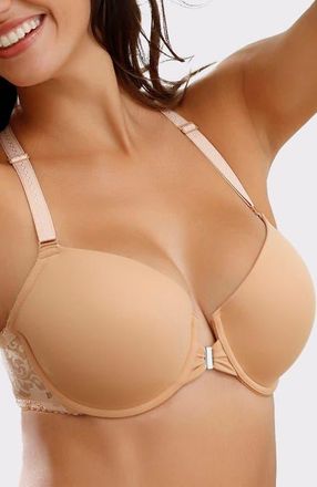 Lascana Front Clasp T-Shirt Bra in Beige at Nordstrom, Size 38Ddd