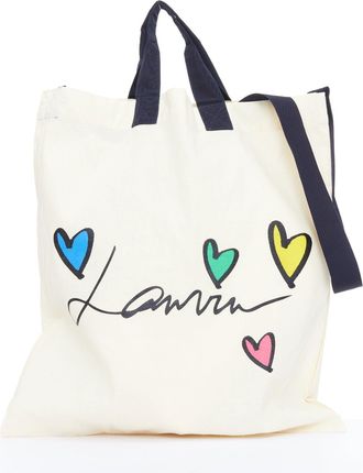 Lanvin Hearts Printed Canvas Crossbody Tote Bag