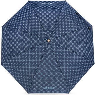 Moschino monogram-pattern umbrella - unisex - Polyester - One Size - Blue