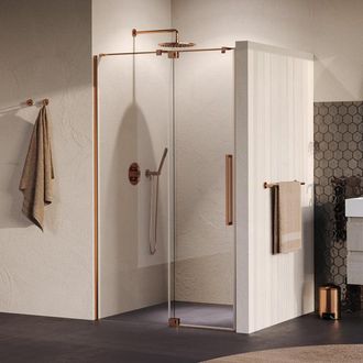 Marcel Breuer Stellar Nisdeur - 2-delig - 120x200cm - draaideur - glascoating - omkeerbaar - helder glas - geborsteld koper PVD