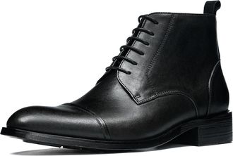 Generic Mens Leather Dress Ankle Boots with Side Zip, Lace-Up Derby High-Top, Premium Cowhide Upper & Pigskin Lining, 4cm Heel Classic Chelsea Boots for Busin