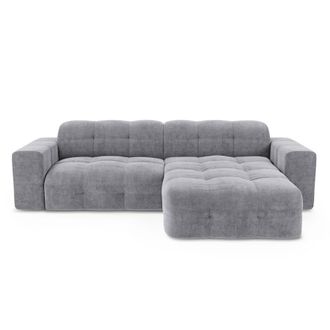 Sia Home Sof&aacute; esquinero 5 plazas terciopelo gris claro