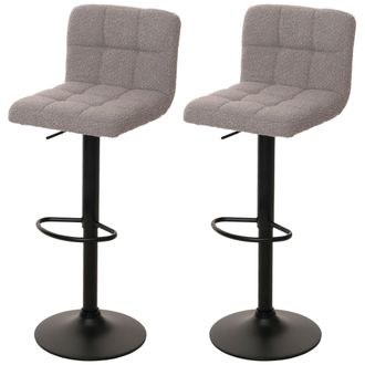 Hhg Nunca Usado] Lote De 2 Taburetes De Bar Hhg 852, Taburete De Mostrador Taburete De Bar, Altura Regulable Giratorio, Tejido Boucle (450g/m&sup2;) Mvg, Gris