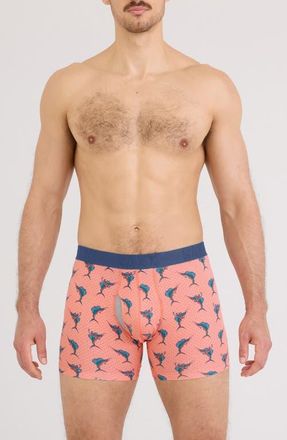 Saxx DropTemp Cooling Cotton Boxer Briefs in Big Catch/Desert Flower at Nordstrom, Size Xx-Large