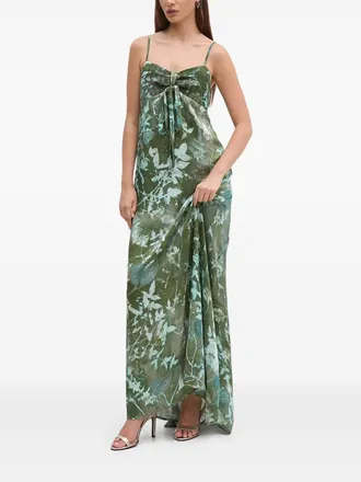 Sandro Ferrone pleated tie-front maxi dress - Green