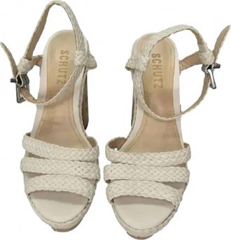 Schutz Womens Platform Braided Strap Sandal In White