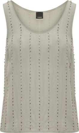 Pinko Grey Embellished Round Neck Top