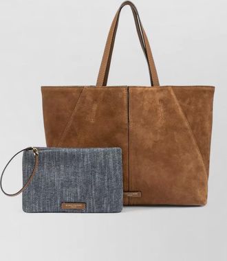 Gianni Chiarini maya rectangular suede tote bag dual handles