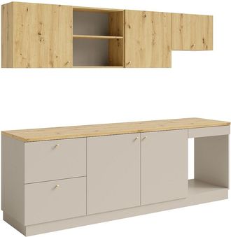 Vente-Unique Cocina completa - Con encimera 242 cm - Beige y Natural claro - YORINA