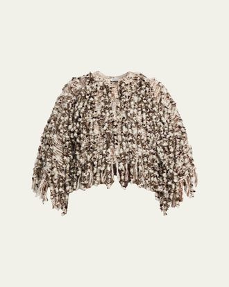 Brunello Cucinelli Embellished Curly Mohair Cape