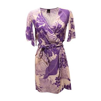 Pinko Tropical Print Wikkeljurk - Dames - Wikkelkleedje - Veelkleurig - M - Polyester - Kleedjes