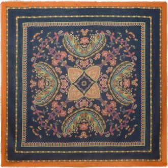 Etro Sjaal met geometrisch patroon en bloemenprint - Blauw