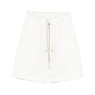 Rick Owens Korte Broeken, Heren, Wit, M, Katoen, Drawstring Pocket Shorts