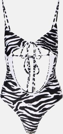 The Attico Ba&ntilde;ador con estampado de cebra y aberturas