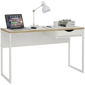 Dmora Scrivania Gil, Scrittoio multiuso, Tavolo per ufficio porta pc, Piano di lavoro, 130x48 h77 cm, Bianco - Dmora