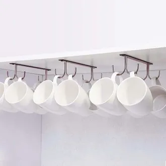 OEM Set Di 3 Ganci Portaoggetti Sottopensile In Metallo Con 4 Viti, Per Tazze, Bicchieri Da Birra E Utensili Da Cucina, Colore Caff&egrave;