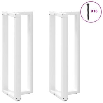 Berkfield Home Modern Bar Table Legs T-Shaped&not;2 pcs White 50x35x(110-111) cm Steel