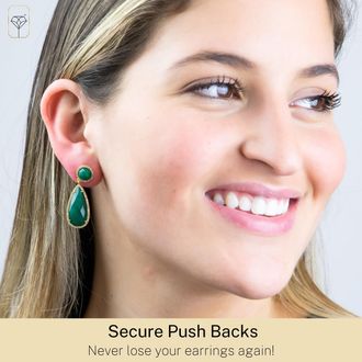 MAX + STONE 18k Gold Over Sterling Silver 16 CT. TW Big 2 Stone Gemstone Dangle Earrings