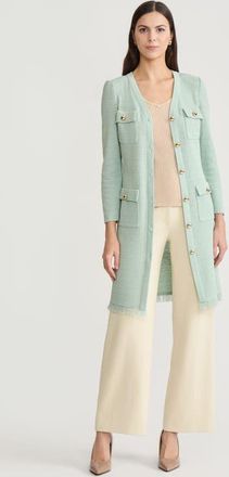Misook Heritage Tonal Fringe Trim Knit Jacket in Fresh Mint at Nordstrom, Size Xx-Large