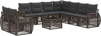 vidaXL Conjunto De Sof&aacute;s De Jard&iacute;n 10 Uds. Gris Y Gris Oscuro Vidaxl