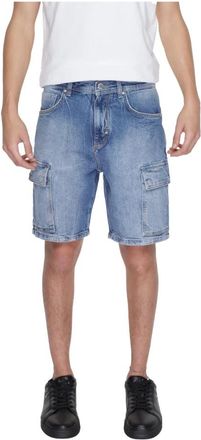 Antony Morato Blauwe versleten katoenen shorts - Heren - Denim shorts - Blauw - W30 - Katoen - Korte Broeken
