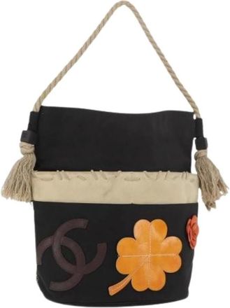 Chanel Pre-owned Bucket Bags, female, Black, Size: ONE SIZE Pre-owned Vintage Canvas Bucket Bag