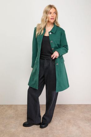 Oasis Womens Faux Wool Button Through Dolly Coat - Green - Size 6 UK