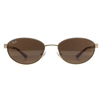Ray-Ban Oval Womens Polished Arista Gold Dark Brown RB3774D Metal - One Size