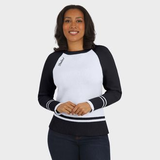 WEAR by Erin Andrews Womens WEAR by Erin Andrews White/Black Pittsburgh Steelers Colorblock Raglan Sweater at Nordstrom, Size Xx-Large