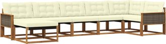 vidaXL Conjunto De Sof&aacute;s De Exterior 7 Uds. Natural Y Crema Vidaxl
