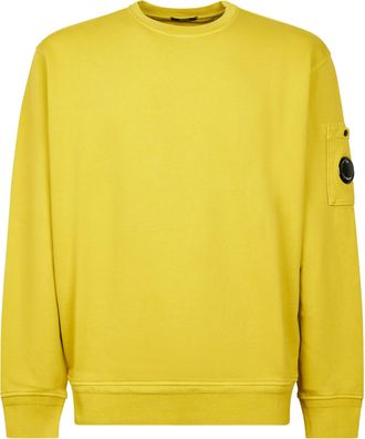 C.P. Company Cotton Diagonal Fleece Crewneck Sweatshirt with Lens Detail