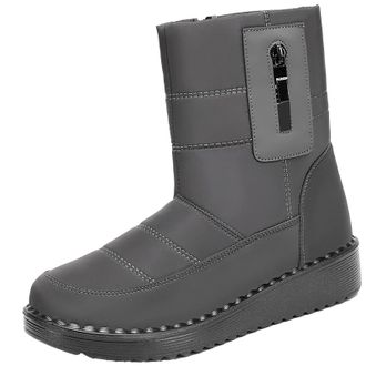 Generic WomenS Ankle Wide Boots Plush Deer Prints Flat Round Toe Lazy Suede Shoes Boots Leather Ankle Boots for Women (Grey, 4.5)