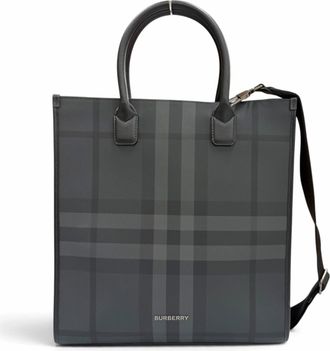 Burberry Black Coated Canvas Leather Tote Bag (Pre-Owned)