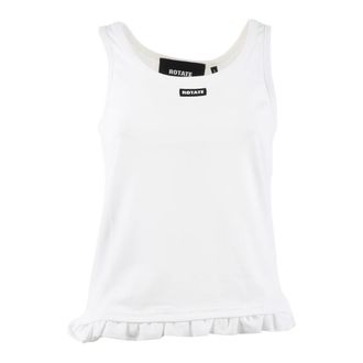 Rotate ROTATE Birger Christensen, Sleeveless Tops, female, White, Size: L Tank Top Con Volant Logo