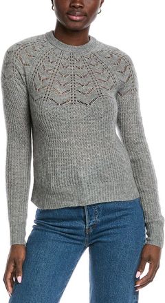 Autumn Cashmere Scalloped Pointelle Yoke Cashmere & Silk-Blend Sweater