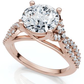 Pompeii3 Certified 2 1/2ct Diamond Crossover Engagement Ring 14K Gold of Pt Lab Grown