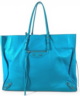 Louis Vuitton Blue Leather Shoulder Bag Tote Bag (Pre-Owned)
