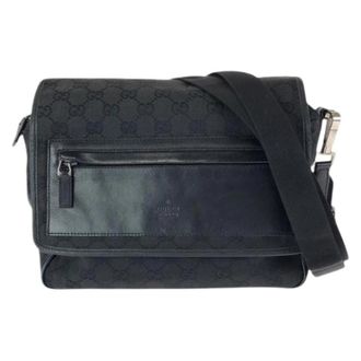 Gucci Pre-owned GG Canvas Leren Schoudertas - Heren - Vintage Schoudertas - Zwart - ONE Size - Leer - Vintage